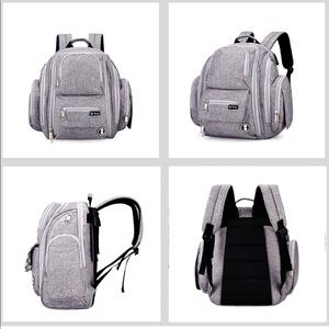 Blissly Gray Diaper Bag Backpack